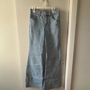 Wide leg flared express light blue denim jeans